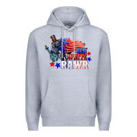 Heather Grey Red white rawr 4th of july Premium Hoodie - CowGirlArtShop