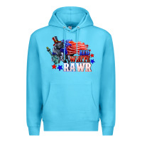 Ocean Blue Red white rawr 4th of july Premium Hoodie - CowGirlArtShop