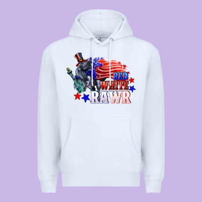 Red White Rawr 4th Of July Premium Hoodie Designed By Cowgirlartshop