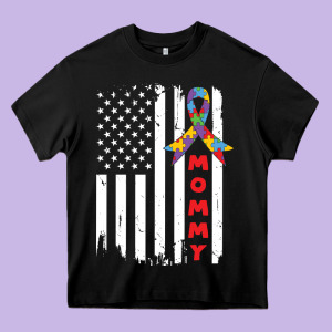 Lil Autism Mom Heavy Core Tee Designed By Cowhidedigitalart