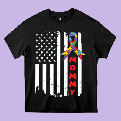 Lil Autism Mom Heavy Core Tee Designed By Cowhidedigitalart