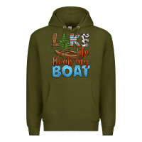 Army Green lake life floats my boat Premium Hoodie - HRA Design Shop
