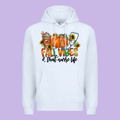 Fall Vibes And That Nurse Life Premium Hoodie Designed By Cowhidedigitalart