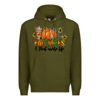 Army Green fall vibes and that nurse life Premium Hoodie - CowhideDigitalArt