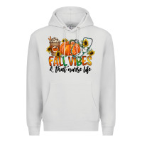 Dove Grey fall vibes and that nurse life Premium Hoodie - CowhideDigitalArt