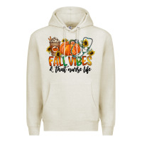 Oatmeal Heather fall vibes and that nurse life Premium Hoodie - CowhideDigitalArt