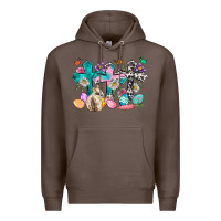 Coffee Western rabbit with Cross and flowers Premium Hoodie - Neo Western