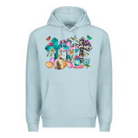 Blue Mist Western rabbit with Cross and flowers Premium Hoodie - Neo Western