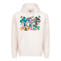 Pale Pink Western rabbit with Cross and flowers Premium Hoodie - Neo Western