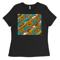 Black leopard cowhide  leather sunflowers Ladies Tee - Artiststas