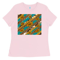 Bubblegum Pink leopard cowhide  leather sunflowers Ladies Tee - Artiststas