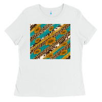 White leopard cowhide  leather sunflowers Ladies Tee - Artiststas