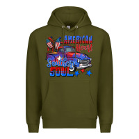 Army Green American heart southern soul truck 4th of july Premium Hoodie - CowGirlArtShop