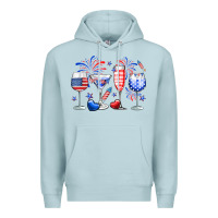 Blue Mist 4th of July wine glasses Premium Hoodie - Neo Western