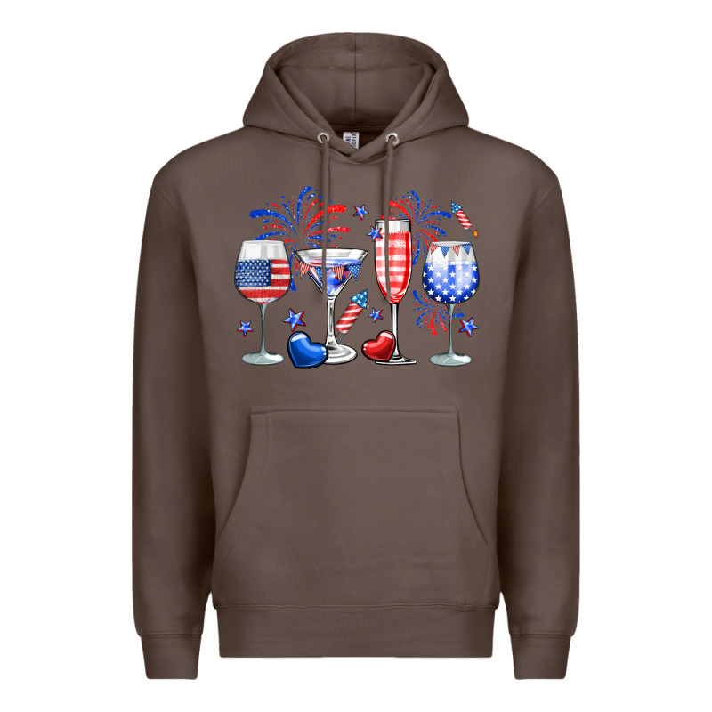 4th Of July Wine Glasses Premium Hoodie by Neo Western | Teevron