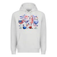 Dove Grey 4th of July wine glasses Premium Hoodie - Neo Western