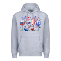 Heather Grey 4th of July wine glasses Premium Hoodie - Neo Western