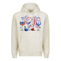 Oatmeal Heather 4th of July wine glasses Premium Hoodie - Neo Western