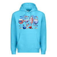 Ocean Blue 4th of July wine glasses Premium Hoodie - Neo Western