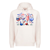 Pale Pink 4th of July wine glasses Premium Hoodie - Neo Western