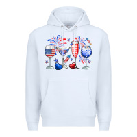 White 4th of July wine glasses Premium Hoodie - Neo Western
