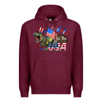 Burgundy Rawrrr in the USA 4th of july Premium Hoodie - CowGirlArtShop