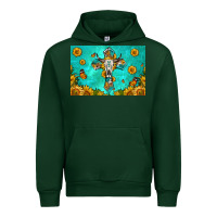 Forest Green bull skull cross skinny metal can holder Urban Hoodie - HRA Design Shop