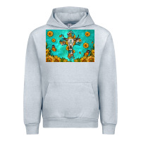 Heather Grey bull skull cross skinny metal can holder Urban Hoodie - HRA Design Shop
