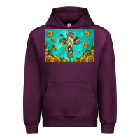 Mauve Wine bull skull cross skinny metal can holder Urban Hoodie - HRA Design Shop
