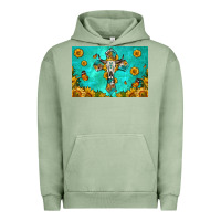 Pigment Oil Green bull skull cross skinny metal can holder Urban Hoodie - HRA Design Shop