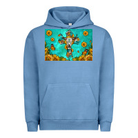 Pigment Pebble Blue bull skull cross skinny metal can holder Urban Hoodie - HRA Design Shop