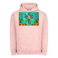 Pigment Salmon bull skull cross skinny metal can holder Urban Hoodie - HRA Design Shop