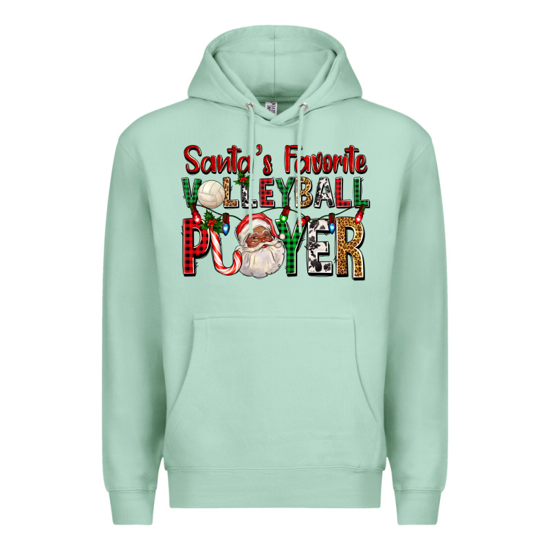 Afro Santa's Favorite Volleyball Player For Christ Premium Hoodie by FaDigitalArtStudio | Teevron