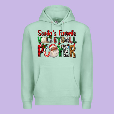 Afro Santa's Favorite Volleyball Player For Christ Premium Hoodie Designed By Fadigitalartstudio