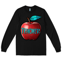 Black apple teacher Long Sleeve Tee - BarkalooDesign