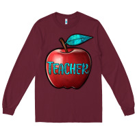 Burgundy apple teacher Long Sleeve Tee - BarkalooDesign