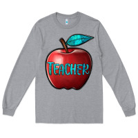 Heather Grey apple teacher Long Sleeve Tee - BarkalooDesign