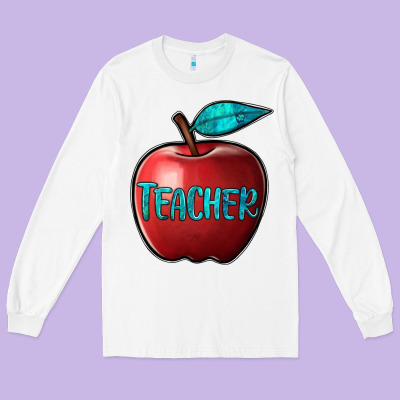 Apple Teacher Long Sleeve Tee Designed By Barkaloodesign