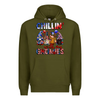 Army Green Chillin' with my gnomies 4th of July Premium Hoodie - CowGirlArtShop