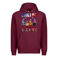 Burgundy Chillin' with my gnomies 4th of July Premium Hoodie - CowGirlArtShop