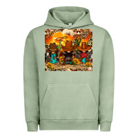 Pigment Oil Green western gnomies Urban Hoodie - FaDigitalArtStudio
