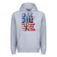 Heather Grey Love 4th of July with gnomes 4th of july Premium Hoodie - CowGirlArtShop