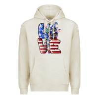 Oatmeal Heather Love 4th of July with gnomes 4th of july Premium Hoodie - CowGirlArtShop