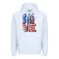 White Love 4th of July with gnomes 4th of july Premium Hoodie - CowGirlArtShop