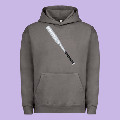 White Wooden Softball Bat Urban Hoodie Designed By Fadigitalartstudio