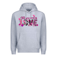 Heather Grey all you need is love valentine's day Premium Hoodie - FaDigitalArtStudio