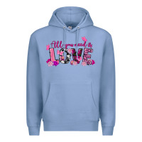 Colony Blue all you need is love valentine's day Premium Hoodie - FaDigitalArtStudio
