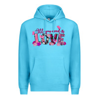 Ocean Blue all you need is love valentine's day Premium Hoodie - FaDigitalArtStudio