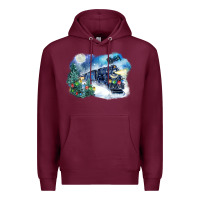 Burgundy polar express winter Premium Hoodie - FaDigitalArtStudio