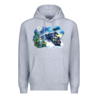 Heather Grey polar express winter Premium Hoodie - FaDigitalArtStudio